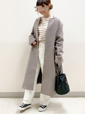 「CONVERSE（コンバース）のALL STAR HI（スニーカー）」を使った、TOMOさん（レディース・154cm）の冬コーディネート