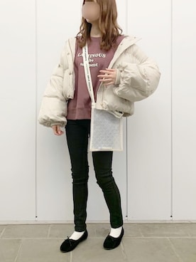 「pairpair」｜「アイテム（ダウンジャケット/コート）」を使った、TOMOさん（レディース・154cm）の冬コーディネート