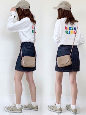 「QUEENHEAD（クイーンヘッド）のアイテム（キャップ）」を使った、TOMOさん（レディース・154cm）の冬コーディネート