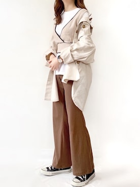 「CONVERSE（コンバース）のALL STAR HI（スニーカー）」を使った、TOMOさん（レディース・154cm）の春コーディネート