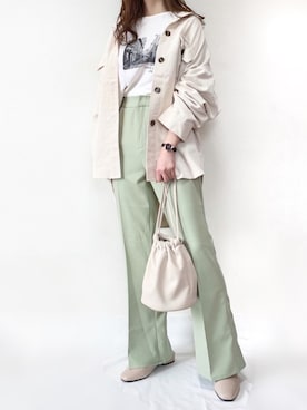 「AS KNOW AS PINKY（アズノゥアズピンキー）のアイテム（スラックス）」を使った、TOMOさん（レディース・154cm）の春コーディネート