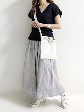 「TRIANGLE PALETTE（トライアングルパレット）のアイテム（スカート）」を使った、TOMOさん（レディース・154cm）の夏コーディネート