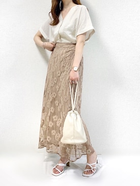「flower」｜「アイテム（アクセサリー）」を使った、TOMOさん（レディース・154cm）の夏コーディネート