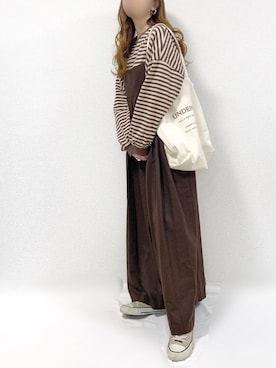 「GeeRA」｜「アイテム（オールインワン・サロペット）」を使った、TOMOさん（レディース・154cm）の秋コーディネート