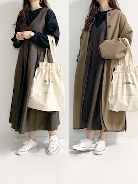 「GRL（グレイル）のアイテム（リング）」を使った、TOMOさん（レディース・154cm）の冬コーディネート