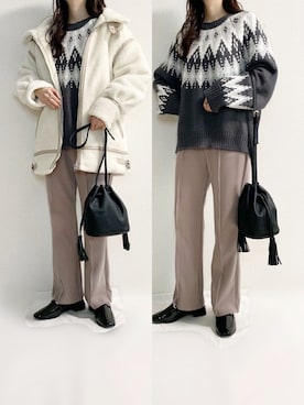 「Honeys」｜「アイテム（ブルゾン）」を使った、TOMOさん（レディース・154cm）の冬コーディネート