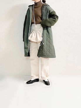 「ap retro（アプレトロ）のストレートデニムパンツ【ZOZO限定アイテム】（デニムパンツ）」を使った、TOMOさん（レディース・154cm）の冬コーディネート