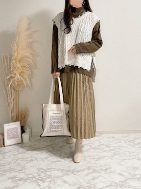 「GRL（グレイル）のアイテム（リング）」を使った、TOMOさん（レディース・154cm）の冬コーディネート