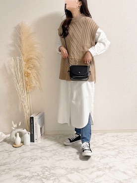 「GRL（グレイル）のアイテム（リング）」を使った、TOMOさん（レディース・154cm）の冬コーディネート