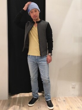 「ペイント」｜「アイテム（ジャケット/アウター）」を使った、Niidoさん（メンズ・172cm）の春コーディネート