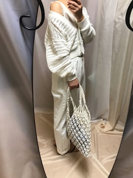 「ざっくりカーデ」｜ゆずさん（レディース・157cm）の夏コーディネート