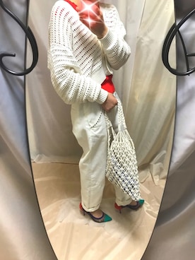 「ざっくりカーデ」｜ゆずさん（レディース・157cm）の夏コーディネート