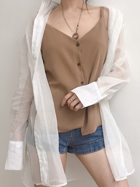 「日焼け対策」｜「アイテム（キャミソール）」を使った、Syareher_officialさん（レディース・157cm）の夏コーディネート