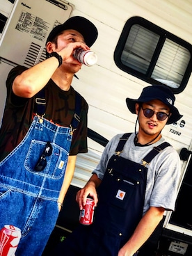 「Carhartt WIP（カーハートダブリューアイピー）のアイテム（オールインワン・サロペット）」を使った、影虎さん（メンズ・171cm）の秋コーディネート