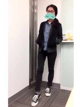 「BANANA REPUBLIC」｜「アイテム（ノーカラージャケット）」を使った、mingyingさん（レディース・161cm）の冬コーディネート