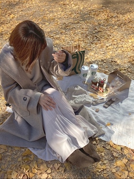 「オールホワイト」｜「アイテム（ダッフルコート）」を使った、ちいこさん（レディース・150cm）の冬コーディネート