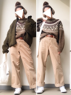 「JOURNAL STANDARD relume（ジャーナルスタンダード　レリューム）の《WEB限定》RE-2WAY ロゴトート_#（トートバッグ、ホワイト系）」を使った、tamanaさん（レディース・158cm）の冬コーディネート