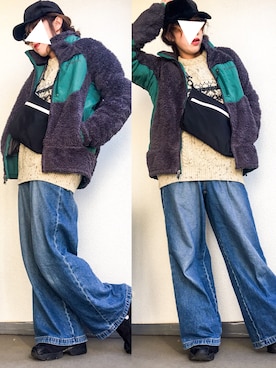 「GLOBAL WORK（グローバルワーク）のナイロン2WAYサコッシュ/766069（ショルダーバッグ、ブラック系）」を使った、tamanaさん（レディース・158cm）の冬コーディネート