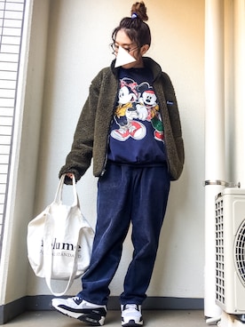 「JOURNAL STANDARD relume（ジャーナルスタンダード　レリューム）の《WEB限定》RE-2WAY ロゴトート_#（トートバッグ、ホワイト系）」を使った、tamanaさん（レディース・158cm）の冬コーディネート