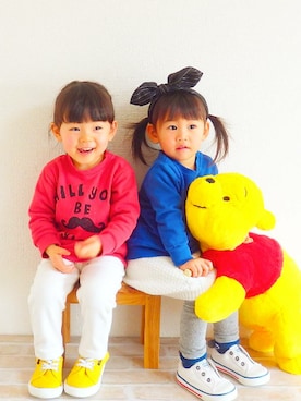 「プーさんコーデ」｜love.hiiiさん（キッズ・90cm）の春コーディネート