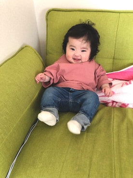 「EDWIN（エドウィン）のアイテム（デニムパンツ、ブルー系）」を使った、yumamさん（キッズ）の春コーディネート