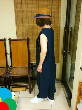 「AZUL（アズール）のアイテム（つなぎ/オールインワン）」を使った、elmolelrinさん（レディース・153cm）の夏コーディネート