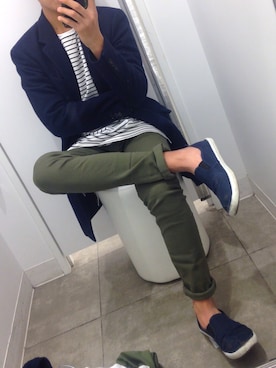 「PLST（プラステ）のアイテム（チェスターコート）」を使った、だーくろさん（メンズ・176cm）の冬コーディネート