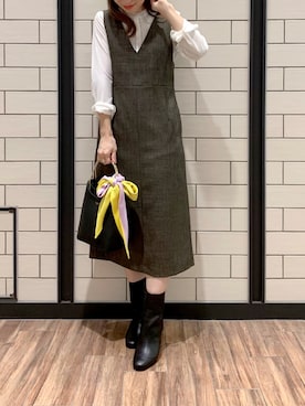 「URBAN RESEARCH ROSSO WOMEN（アーバンリサーチ　ロッソ）のアイテム（ジャンパースカート）」を使った、risaさん（レディース・153cm）の秋コーディネート