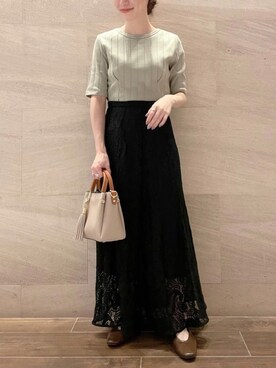 「RODE SKO（ロデスコ）のJUANITA ポケットプチ2WAYトート（トートバッグ）」を使った、risaさん（レディース・153cm）の夏コーディネート