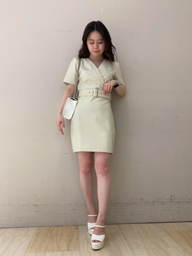 「レザーコーデ」｜「アイテム（ワンピース/ドレス）」を使った、YU-KAさん（レディース・152cm）の春コーディネート