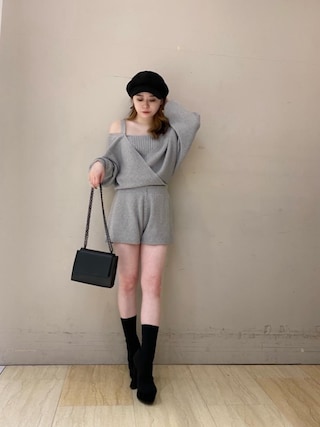 スパイラルガール SPIRALGIRL レイヤード風カシュクールニットセットアップ （ブラック） レイヤード風カシュクールニットセットアップ SPIRALGIRL