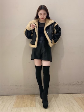 「b-3ジャケット」｜YU-KAさん（レディース・152cm）の秋コーディネート