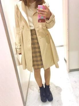 「ハニーズ」｜「アイテム（トレンチコート）」を使った、のえる ໒꒱· ﾟさん（レディース・155cm）の秋コーディネート