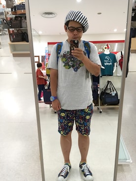 「VOO（ヴォー）のアイテム（ハンチング/ベレー帽）」を使った、アベさん（メンズ・172cm）の夏コーディネート