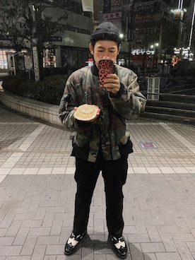「MONKEY TIME（モンキータイム）のアイテム（MA-1）」を使った、アベさん（メンズ・172cm）の冬コーディネート