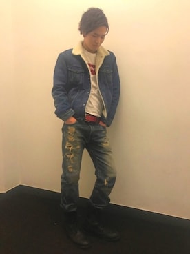 「ドラフトリーバイス」｜「アイテム（ブーツ）」を使った、SHUJIさん（メンズ・181cm）の冬コーディネート