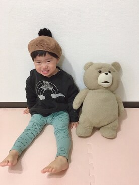 「スウエット」｜「アイテム（ハンチング/ベレー帽）」を使った、taaacoさん（キッズ・90cm）の秋コーディネート