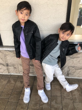 「H&M（エイチ・アンド・エム）のアイテム（ライダースジャケット）」を使った、mico020528さん（レディース・154cm）の秋コーディネート