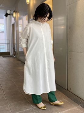 「ADAM ET ROPE'（アダムエロペ）のアイテム（シャツワンピース）」を使った、ADAM ET ROPE' STAFFさん（レディース・155cm）の春コーディネート