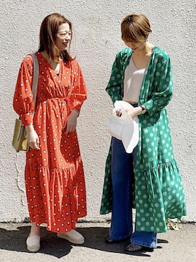 「ADAM ET ROPE'（アダムエロペ）の【BIG JOHN for ADAM ET ROPE'】パッチポケットフレアデニム（デニムパンツ）」を使った、ADAM ET ROPE' STAFFさん（レディース・157cm）の春コーディネート