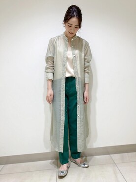 「シアーワンピース」｜「アイテム（バレエシューズ）」を使った、ADAM ET ROPE' STAFFさん（レディース・158cm）の春コーディネート