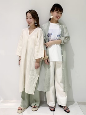 「アイテム（イヤリング）」を使った、ADAM ET ROPE' STAFFさん（レディース・159cm）の春コーディネート