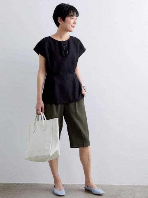 ADAM ET ROPE' ペプラムカットソー 半袖Tシャツ　異素材 SND0125M0125_zo_a071.jpg