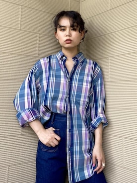 「ADAM ET ROPE'（アダムエロペ）の【BIG JOHN for ADAM ET ROPE'】パッチポケットフレアデニム（デニムパンツ）」を使った、ADAM ET ROPE' STAFFさん（レディース・156cm）の春コーディネート