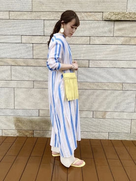 「アイテム（ワンピース、ブルー系）」を使った、ADAM ET ROPE' STAFFさん（レディース・160cm）の夏コーディネート