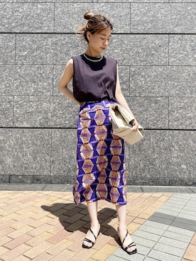 「BATONER（バトナー）のアイテム」を使った、ADAM ET ROPE' STAFFさん（レディース・160cm）の夏コーディネート