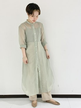 「シアーワンピース」｜「アイテム（バレエシューズ）」を使った、ADAM ET ROPE' STAFFさん（レディース・159cm）の夏コーディネート