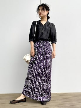 「袖ボリューム」｜「アイテム（バレエシューズ）」を使った、ADAM ET ROPE' STAFFさん（レディース・156cm）の夏コーディネート