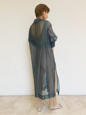 「シアーワンピース」｜「アイテム（バレエシューズ）」を使った、ADAM ET ROPE' STAFFさん（レディース・160cm）の夏コーディネート