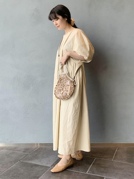 「袖ボリューム」｜「アイテム（バレエシューズ）」を使った、ADAM ET ROPE' STAFFさん（レディース・156cm）の夏コーディネート